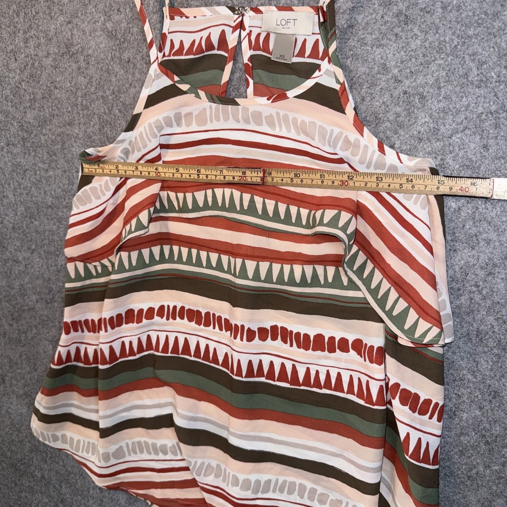 Loft Outlet Ruffle Halter Top XS Multi-Color Geometric Stripe Polyester - Picture 5 of 7